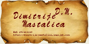 Dimitrije Mastalica vizit kartica